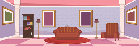 Cute and nice design of Luxury living room and interior objects vector designのイラスト素材