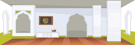 Cute and nice design of Inside Mosque and interior objects vector designのイラスト素材