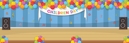 Cute and nice design of Children room with furniture and interior objects vector designのイラスト素材