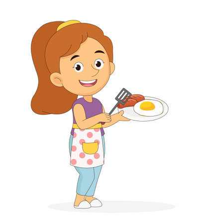 Young Woman Having Breakfastのイラスト素材