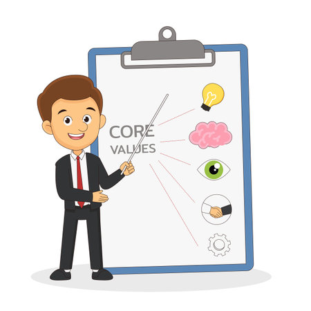 Core values concept tiny male and femaleのイラスト素材