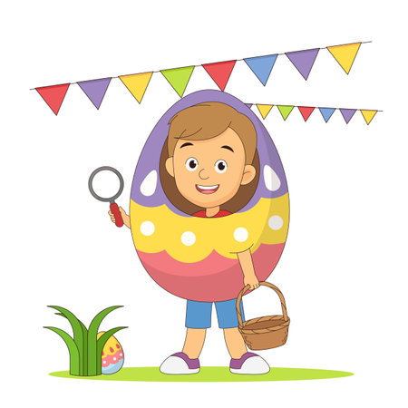 Happy Children Painting Easter Eggsのイラスト素材