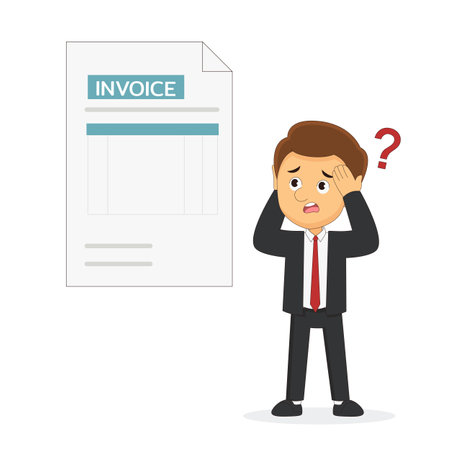 Pay big bill businessman holding long billのイラスト素材