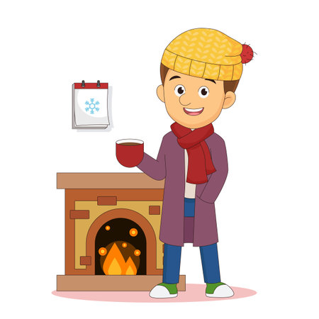 Happy Young man in winterのイラスト素材