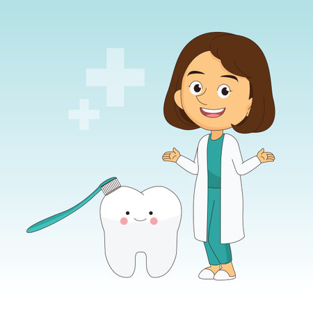 Woman Dentist With Shiny Toothのイラスト素材