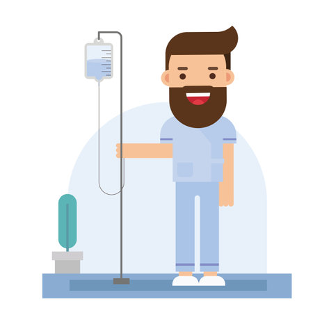 Male patient feels sick in hospitalのイラスト素材