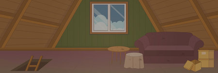 Cute and nice design of Garret and interior objects vector designのイラスト素材