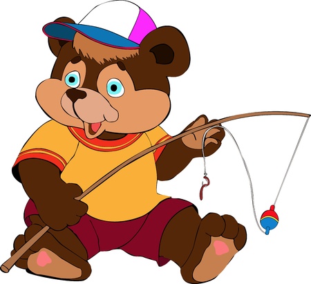 Illustration of the bear fishermanのイラスト素材