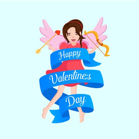 Modern Romantic Happy Valentine Card, Suitable for Invitation, Web Banner, Social Media, and Other Valentine Related Occasionのイラスト素材