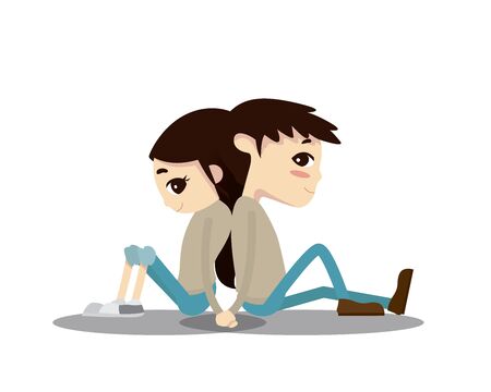 Romantic Valentine Couple Illustration - Romantic Holding Handsのイラスト素材