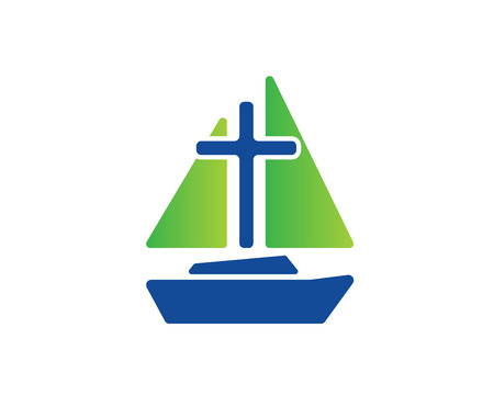 Modern Church Logo - Sail Boat Crossのイラスト素材