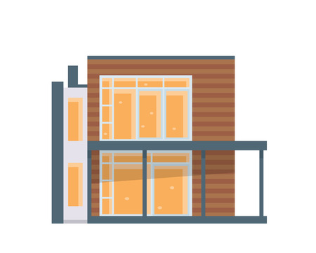 Modern Flat Luxury Minimalistic Residential House, Suitable for Diagrams, Infographics, Illustration, And Other Graphic Related Assetsのイラスト素材