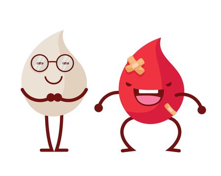 Healthy Happy And Cute Human Anatomy Illustration Cartoon - Red Blood And White Blood Immune Systemのイラスト素材