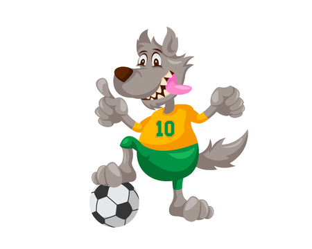 Cute Animal Illustration - Wolf Soccer Coachのイラスト素材