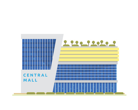 Modern Flat Shopping Mall Illustration, Suitable for Diagrams, Infographics, Game, And Other Graphic Related Assetsのイラスト素材