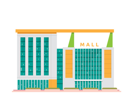 Modern Flat Shopping Mall Illustration, Suitable for Diagrams, Infographics, Game, And Other Graphic Related Assetsのイラスト素材
