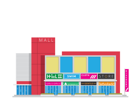 Modern Flat Shopping Mall Illustration, Suitable for Diagrams, Infographics, Game, And Other Graphic Related Assetsのイラスト素材