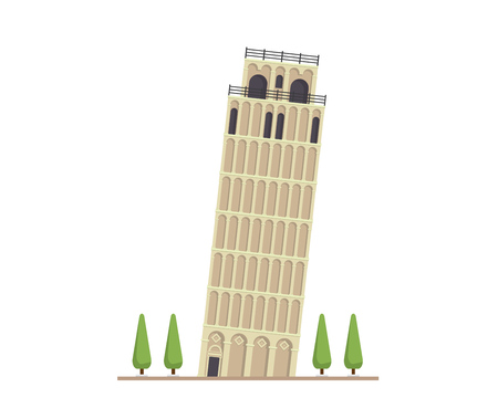 Modern Flat Famous Building - Pisa Towerのイラスト素材