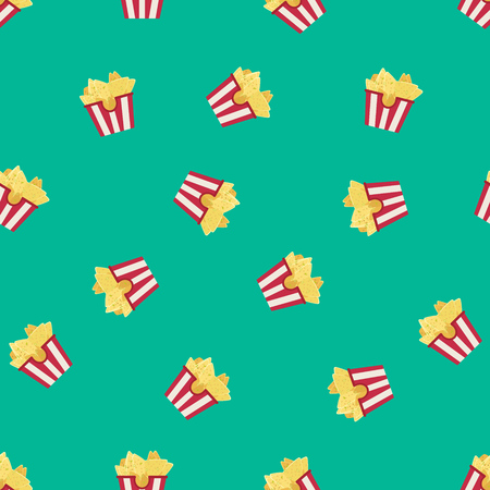 Seamless Repeatable Food And Beverages Pattern - Nachosのイラスト素材