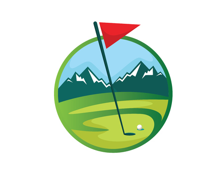 Modern Golf Logo - Nice Mountain View Golf Course Emblemのイラスト素材