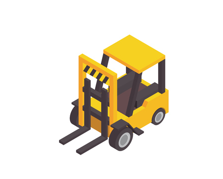 Modern Industrial Port And Cargo Harbor Illustration Asset - Factory Forklift Vehicleのイラスト素材