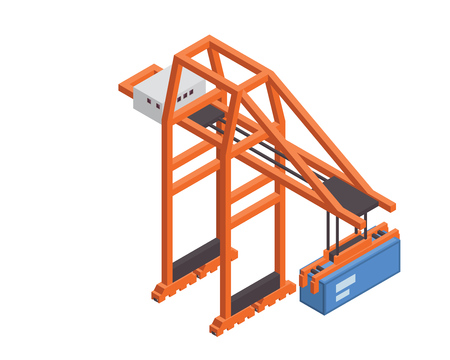 Modern Industrial Port And Cargo Harbor Illustration Asset - Industrial Port Crane Assetのイラスト素材