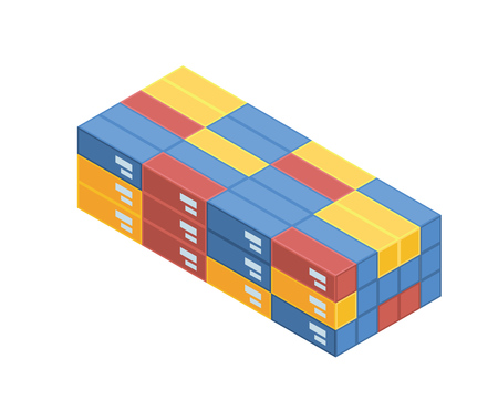 Modern Industrial Port And Cargo Harbor Illustration Asset - A Group Of Container Stackのイラスト素材