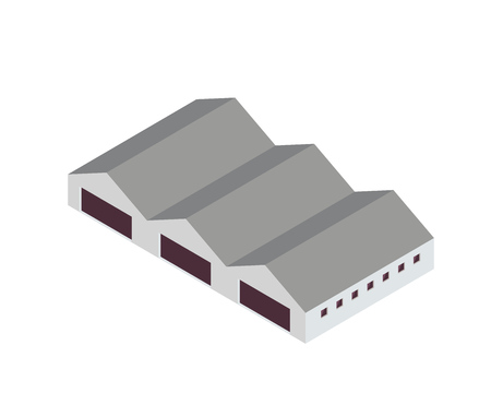 Modern Industrial Port And Cargo Harbor Illustration Asset - Warehouseのイラスト素材