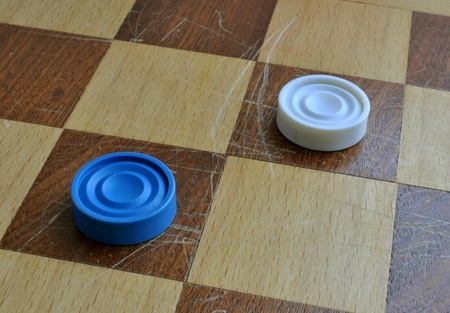 blue and white checkers on board