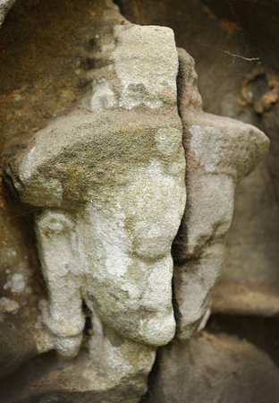 detail of carvings in angkor thom,UNESCO world heritage,cambodia. のeditorial素材
