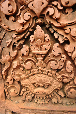 Detail of the ancient stone sculpture in Angkor Wat  Cambodia のeditorial素材