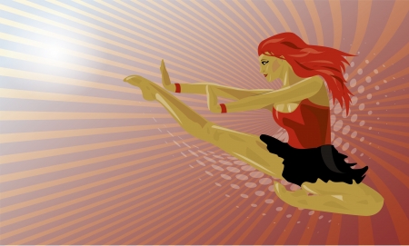 Vector illustration of dencer woman in jump  のイラスト素材