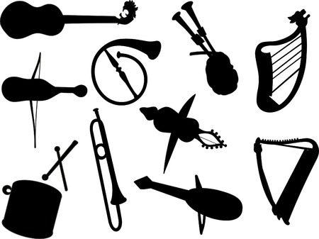 silhouettes musical instrument vectorのイラスト素材