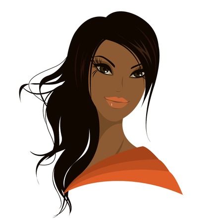 Pretty young african american woman, Vector illustrationのイラスト素材