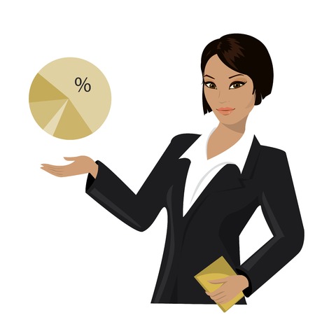 asian business woman pointing to  business trends,cartoon vector illustrationのイラスト素材
