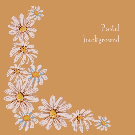 Vector illustration handmade drawing pastel chalks floral backgroundのイラスト素材