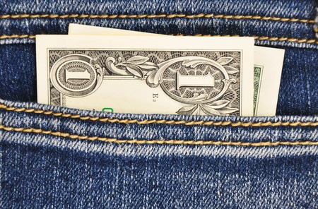 Close-up image of the money in your pocket