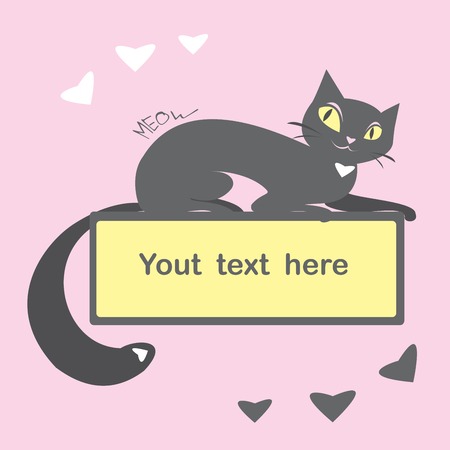 Background with black cat and space for text, vector illustrationのイラスト素材