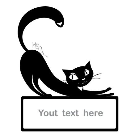 Background with black cat and space for text, vector illustrationのイラスト素材