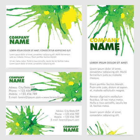 Vector Poster Template with Watercolor Paint Splash. Abstract Aquarelle Background for Business Flyers, Posters and Placards.のイラスト素材