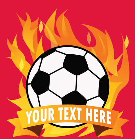 Soccer ball on fire with space for text. Vector.のイラスト素材