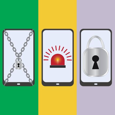 Set mobile security, vector illustration.のイラスト素材