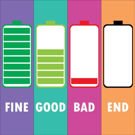 Different level of battery charge, vector illustrationのイラスト素材
