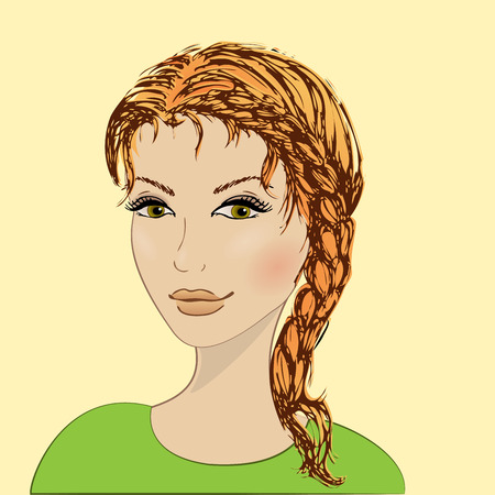 beautiful female face, vector illustrationのイラスト素材
