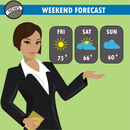 A vector illustration of a TV weather reporter at workのイラスト素材