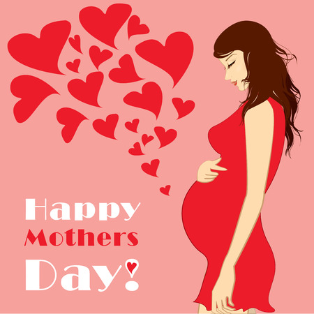 beautiful pregnant woman. happy mothers day. Vector illustration.のイラスト素材