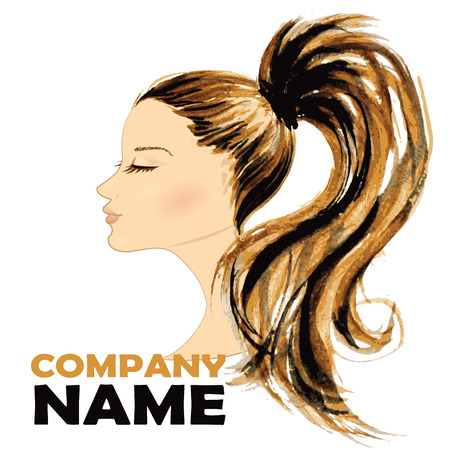 Fashion Woman with Long Hair. Vector Illustration. Stylish Design for Beauty Salon Flyer or Banner.のイラスト素材