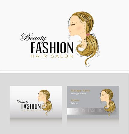 Fashion Woman with  beautiful Hair. Vector Illustration. Stylish Design for Beauty Salon Flyer or Banner. Girl Silhouette - cosmetics, beauty, health & spa, fashion themes.のイラスト素材