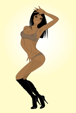 Beautiful, sexy  girl in lingerie, vector illustrationのイラスト素材