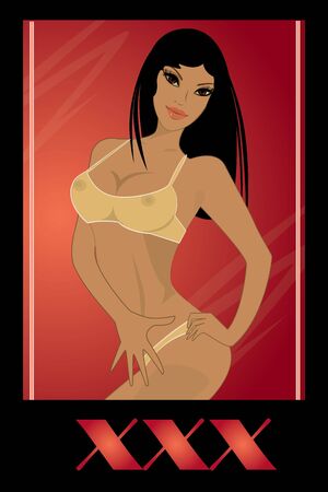 Beautiful, sexy  girl in lingerie, vector illustrationのイラスト素材
